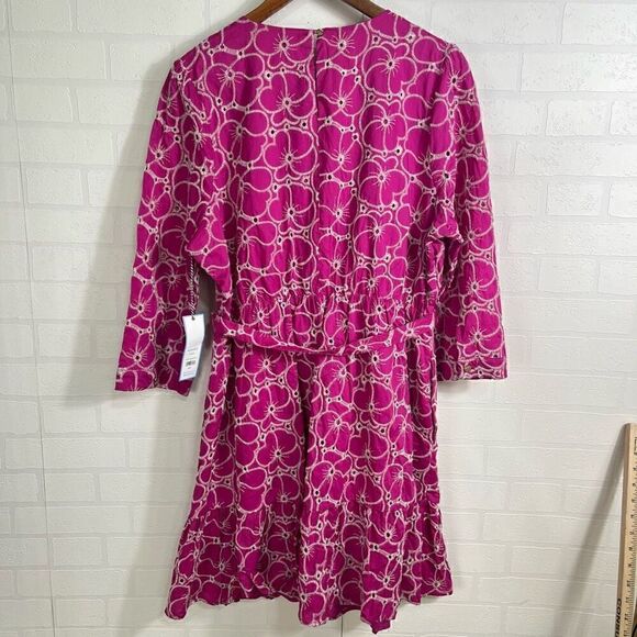 Draper James Womens Embroidered Dress size XL Hot Pink Floral Cotton NWT - Picture 10 of 12